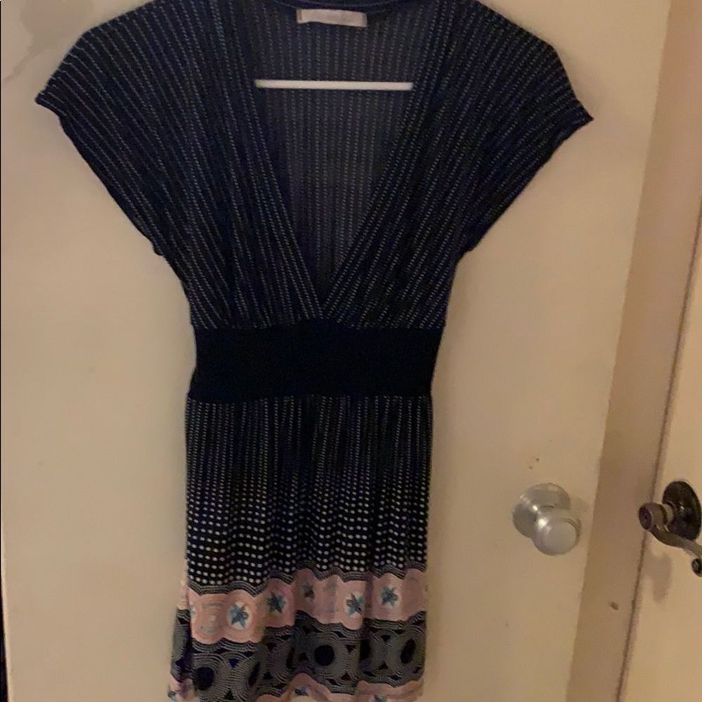 Black mini dress with low v neck